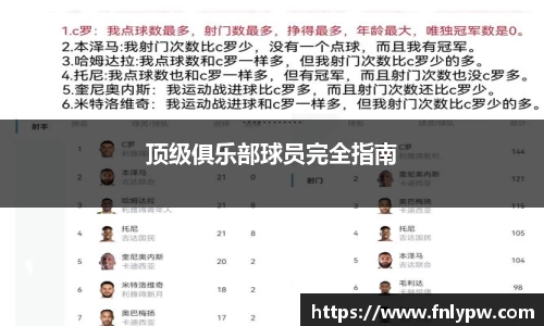 顶级俱乐部球员完全指南